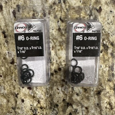 LOT of 2 Packs, 20 total 96723 #6 O-Rings 7/16" O.D. x 5/16" I.D. x 1/16" Danco - Image 1 of 2
