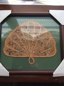 Custom framed hand made fan with dried flower accents. - Picture 1 of 3