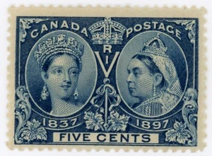 Canada Stamp #54 - Queen Victoria Jubilee (1897) 5¢ - (GRADE FVF-U) - Picture 1 of 1