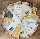 Handmade Oilcloth Bunting - Garden/Home Yellow Meadow - 3 Meters Double Sided