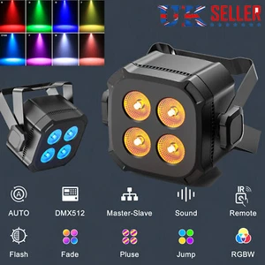 2/4/8PCS 4LED Stage Lights RGBW DMX DJ Disco Bar Uplighter Lighting Wash Party - Picture 1 of 13