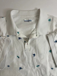 Columbia Mens Polo Shirt Size XL Marlins Short Sleeve Logo Cotton Golf Fishing - Picture 1 of 17