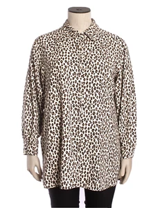 Elisabeth By Liz Claiborne Size 16 Leopard Print Button Up Tunic, Soft Velour - Picture 1 of 10