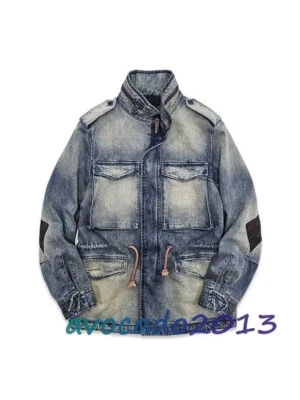 Chaqueta de campo M65 para hombre Chaqueta de safari Chaqueta de mezclilla Abrigo con bolsillos desgastados lavados Foto 1 de 4