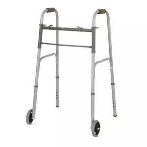 Medline Easy Care 2-Button Folding Walker with 5" Wheels (1 Each)-MDS86410W54BH - Picture 1 of 1