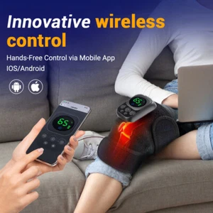 Wireless Heated Knee Massager Brace Electric Vibration Therapy Joint Pain Relief - Picture 1 of 18