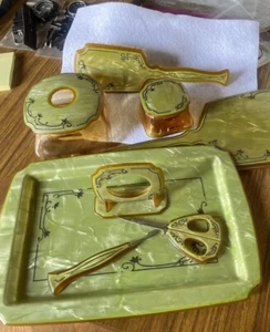 Antique Art Deco 8 Piece Matching Vanity Set (30s) - Picture 1 of 5