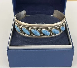 Sterling silver lapis bracelet, by Navajo artist James Shay — (7) - Picture 1 of 12