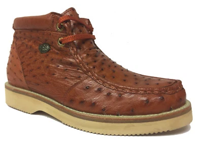Mens Cognac Ostrich Quill Western Shoe Sneakers Real Exotic Leather Rodeo Size 7 - Image 1 of 4