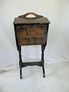 VINTAGE ANTIQUE WOOD STAND DOUBLE-DOOR SEWING CABINET-PINKING SHEARS+ CRAFTS - Picture 1 of 10