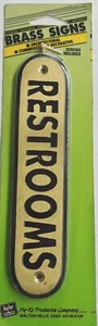 HY-KO RESTROOMS Solid Brass Decorative Door Sign Wall Plaque Heavy Duty BR-101 - Picture 1 of 2