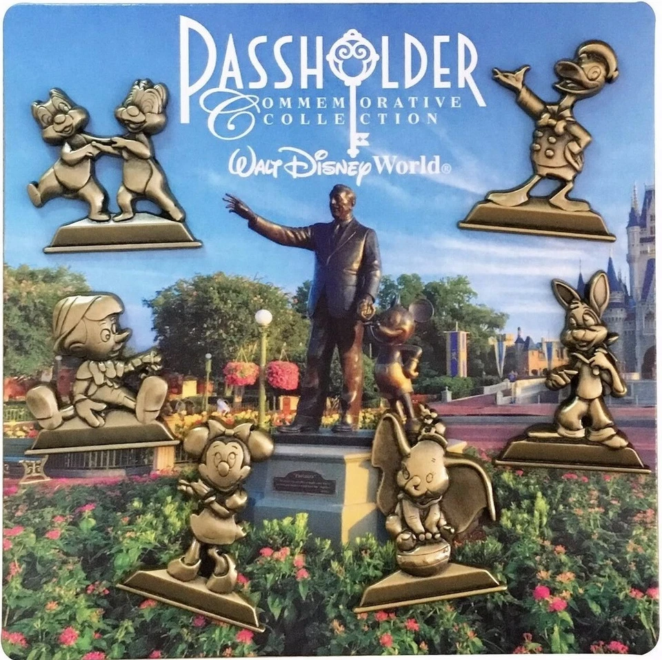 Passholder Bronze Statues Disney Park Trading Pin Set 6 Total LE Pins