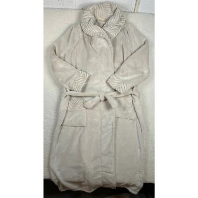 Soft Surroundings Womens Size L Royal Plush Robe Pockets Belt Maxi Luxury Ivory - Image 1 of 4