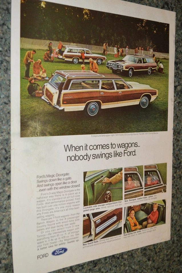 1971 FORD TORINO / LTD COUNTY SQUIRE WAGON ORIGINAL LARGE ADVERTISEMENT AD 71 - Image 1 of 1