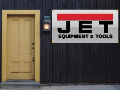 TREMENDOUS DESIGNS Jet Tools Equipment Vinyl Banner 2'x4' Garage or trade shows Ready Hang 13 OZ.