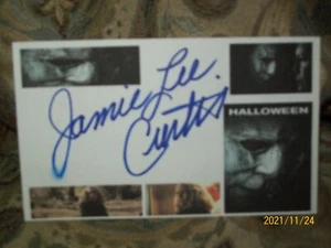 JAMIE LEE CURTIS "HALLOWEEN" SIGNED AUTOGRAPHED 3X5 INDEX CARD - Picture 1 of 3