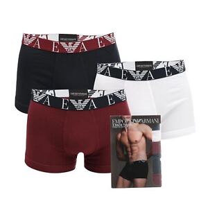 Herren Unterwäsche Boxershorts Armani 3er-Pack Monogramm Logo Boxerhose in mehrfarbig