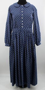 VTG Women's Reproduction Late 1800s Blue Floral Calico Dress L/XL Reenactor