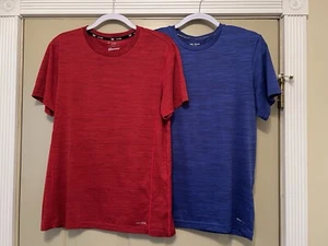 2 Tek Gear Mens Dry Tek  Short Sleeve Performance Shirt Color Blue, Red - Size S - Picture 1 of 7