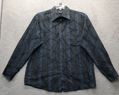 Eighty Eight Platinum Shirt Mens Large Multi Striped Chest Pocket Button Down - Image 1 of 4