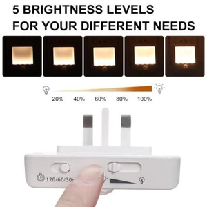 Plug In PIR Motion Sensor Hallway Socket LED Home Warm White Wireless Night Lamp - Picture 1 of 13