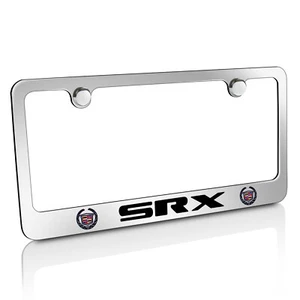 Cadillac SRX Dual Logo Mirror Chrome Finish Brass Metal License Plate Frame - Picture 1 of 3