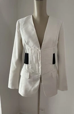 Trouve 白色黑色腰带 57% 亚麻西装外套 XS 码 — 第 1/4 张图片