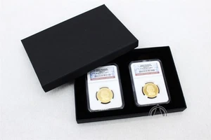 Black Fiberboard Display Box for 2 NGC Certified Coin Slab w Black Felt Interior - Picture 1 of 8