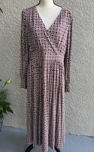 Boden Women’s Multicolored Square Geometric Balloons Sleeve Jersey Dress Sz 14R - Picture 1 of 10