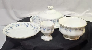 5pc -Royal Albert Memory Lane Butter Dish w Lid, Egg Cup,Sugar Bowl & Saucer Set - Picture 1 of 16