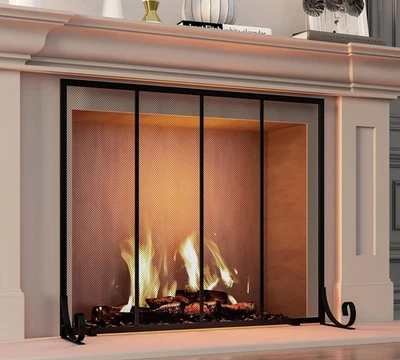 Fire Beauty Flat Panel Fireplace Screen Spark Guard Wrought Metal Gate Cover for - Image 1 of 4