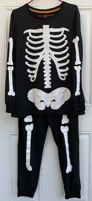 Conjunto de pijama Skeleton de 2 piezas Halloween para mujer grande (12-14) negro cómodo ropa de salón Foto 1 de 4