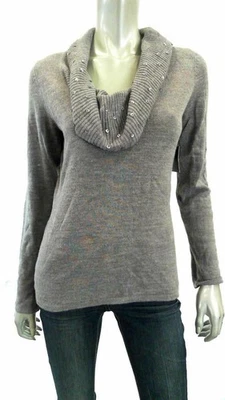 Suéter Debbie Morgan Para Mujer Gris Lentejuelas Cuello Capucha Manga Larga Talla M Foto 1 de 2
