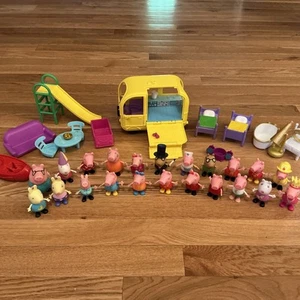 Peppa Pig Lot Camper & 22Figurines Figures Animals Characters Toys - Picture 1 of 12
