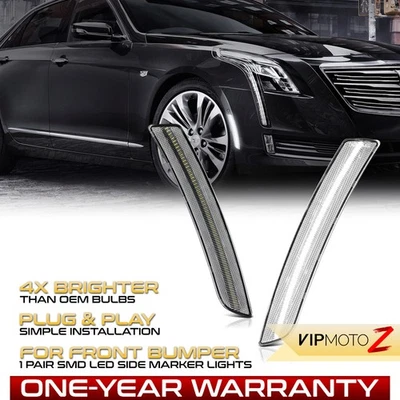 LED White Front Side Marker Lights Lamps For 2016-2020 Cadillac CT6 Pair Set - Image 1 of 4