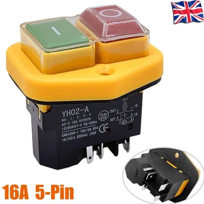 220V-240V 16A 5-Pin Switch Push Button On/Off Switch for Machine Tool Equipment - Image 1 of 4