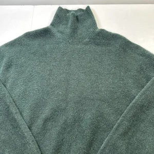 Zara Cropped Seamed Turtleneck Cozy Knit Womens Sweater Green Small #991 - Picture 1 of 15