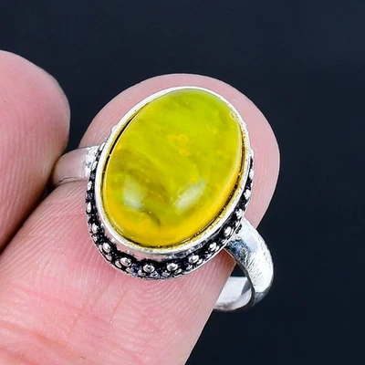 Yellow Onyx 925 Silver Plated Handmade Ring of US Size 9 - Image 1 of 3