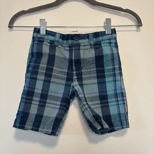 Tea Collection Blue Plaid Cotton Shorts Boy Size 4 - Picture 1 of 6