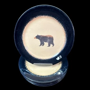 Lot of 4 Brushwerks by Big Sky Carvers Stoneware Bear Salad Plate 8 1/2" - Picture 1 of 12