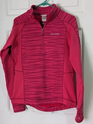 Avalanche 1/4 Zip Pullover Womens Medium Pink Striped Thumb Hole L/S Insulated  - Image 1 of 4