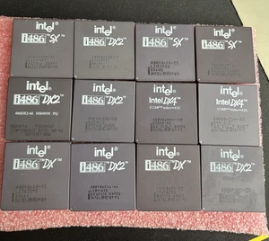 Lot of 12x Intel i486 CPUs – DX2/DX4/SX, 33–100MHz, Vintage Chips - Zdjęcie 1 z 4
