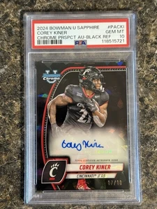 2024 Bowman University U Chrome Corey Kiner Black Sapphire /10 Auto Psa 10 - Picture 1 of 2