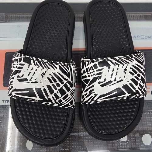 Nike benassi infradito donna uk taglia 3 5 slides eu 36 5 nero bianco 618919 011
