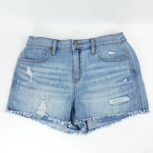 Aerie Womens Denim Jean Shorts Size S Distressed Elastic Waist Frayed Hem - Picture 1 of 16