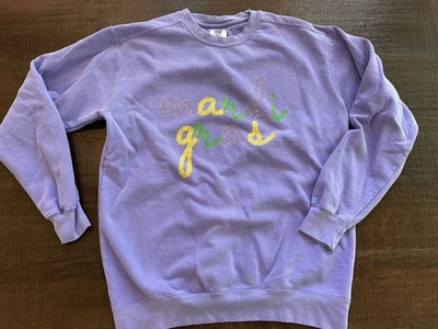 Comfort Colors Size M Women’s Mardi Gras Purple Sweatshirt - Image 1 of 4
