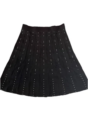 H&M Línea A Negro Blanco Lunares Suéter Acampanado Para Mujer Falda Midi Talla Grande Nuevo Foto 1 de 4