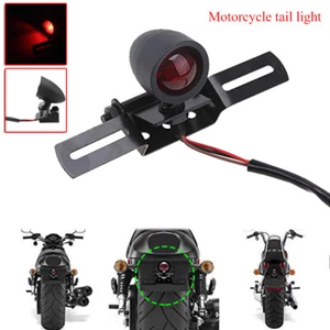 Motorbike Tail Light Side Number License RED Plate Bracket Stop For Harley Honda - Picture 1 of 8