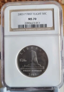 2003-P 50c Half Dollar Commemorative Coin First Flight NGC MS70 - Picture 1 of 2