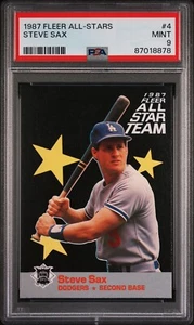 1987 FLEER ALL-STARS Steve Sax #4 Los Angeles Dodgers PSA 9 - POP 3 - Picture 1 of 2